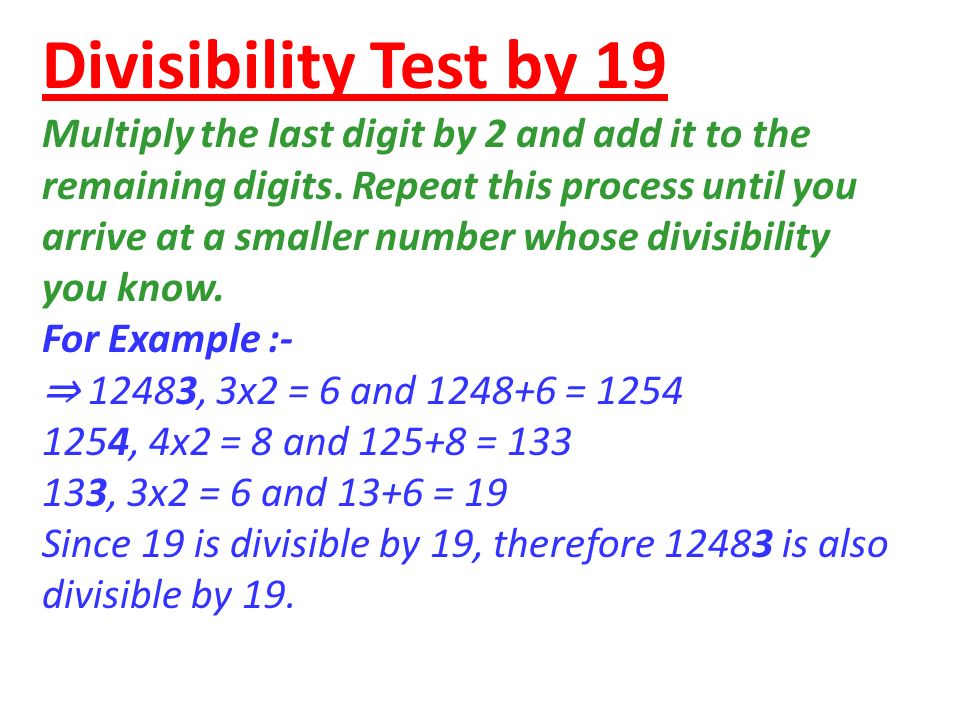 Divisibility Test by 19