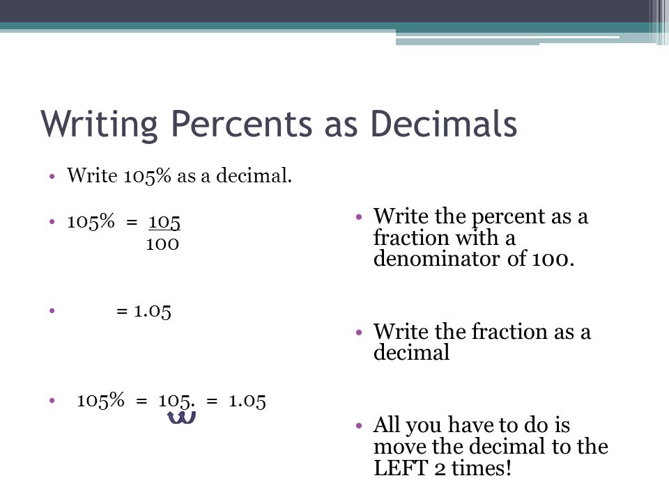 Writing Percents as Decimals