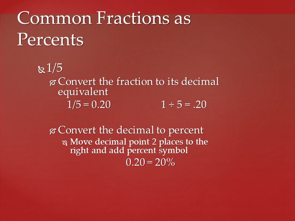 Common Fractions as Percents