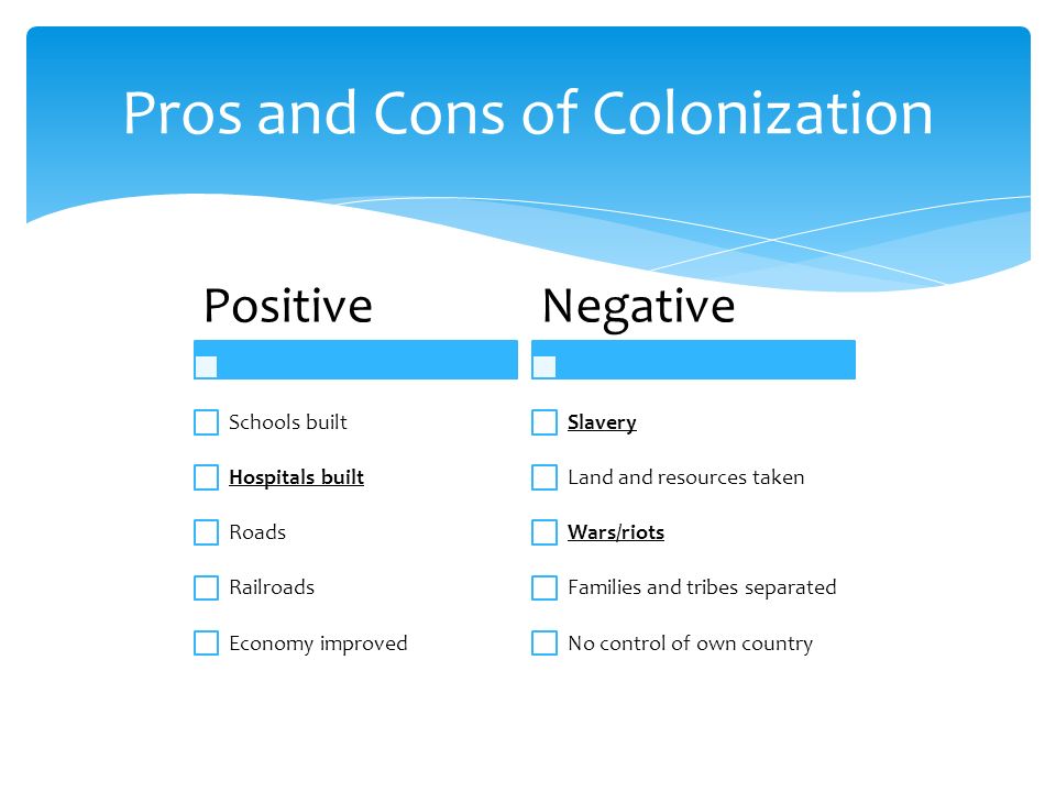 Pros and Cons of Colonization