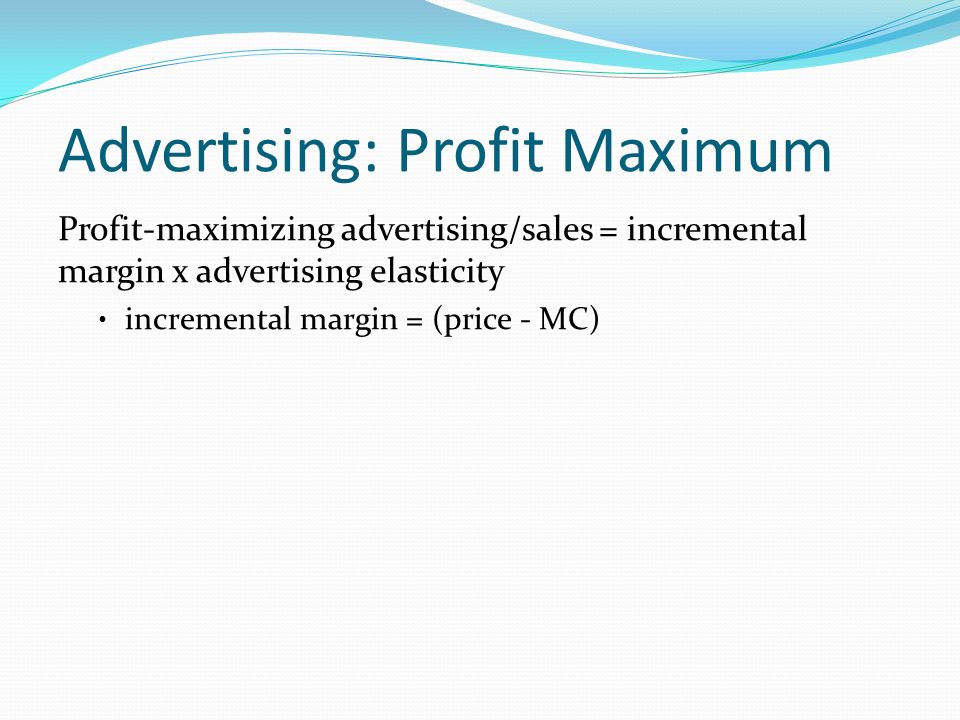 Advertising: Profit Maximum