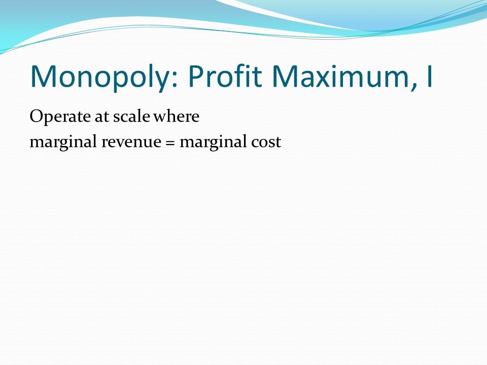 Monopoly: Profit Maximum, I