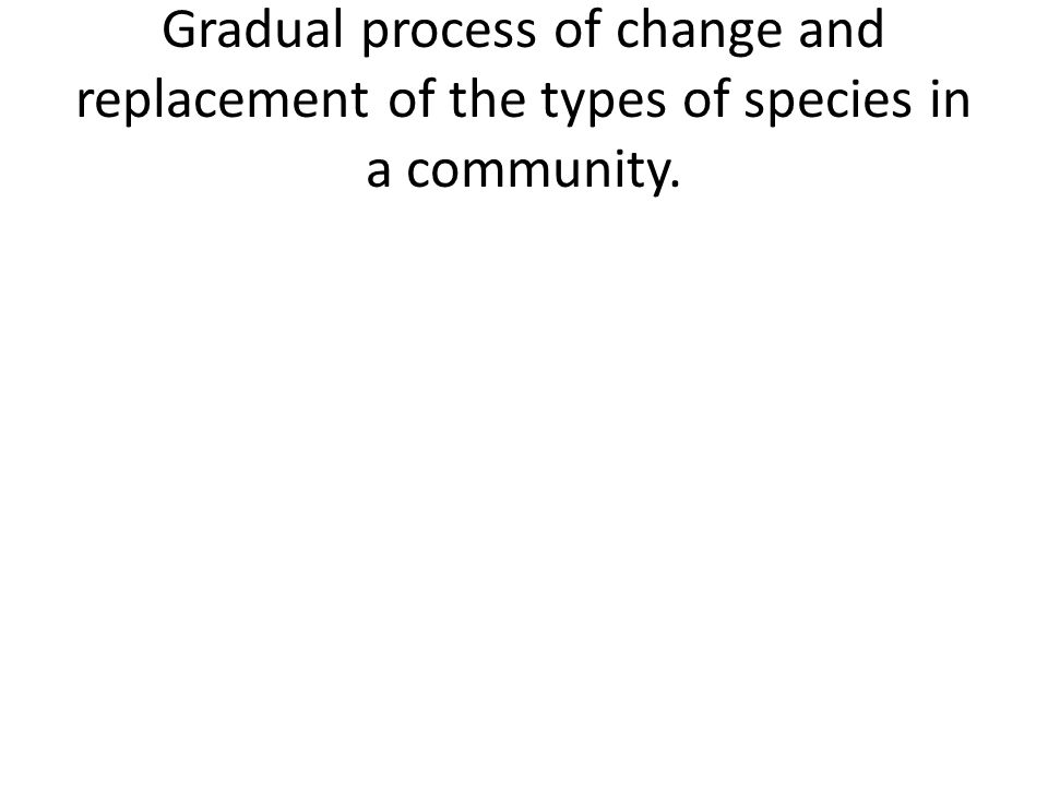 Gradual process of change and replacement of the types of species in a community.