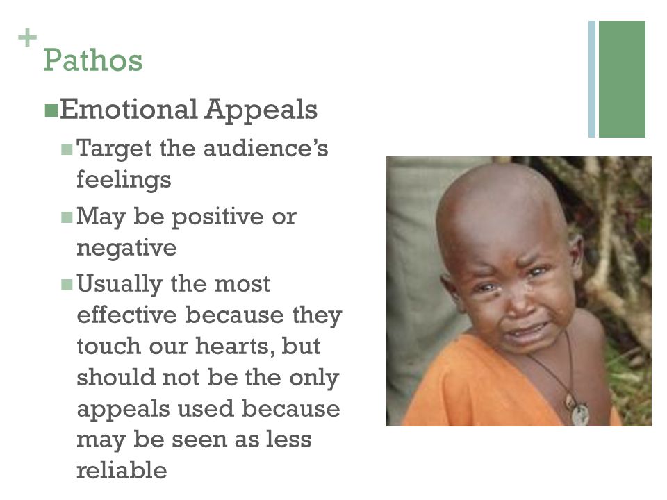 Pathos Emotional Appeals Target the audience’s feelings