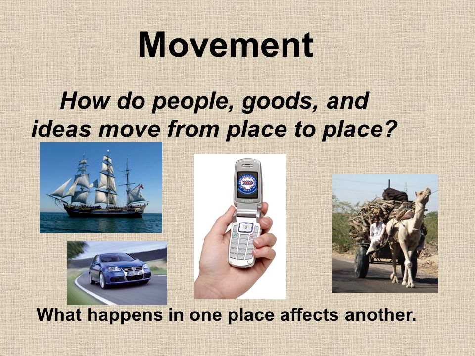 How do people, goods, and ideas move from place to place