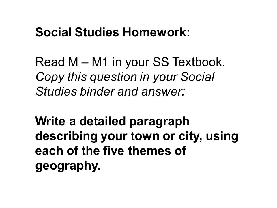 Social Studies Homework:
