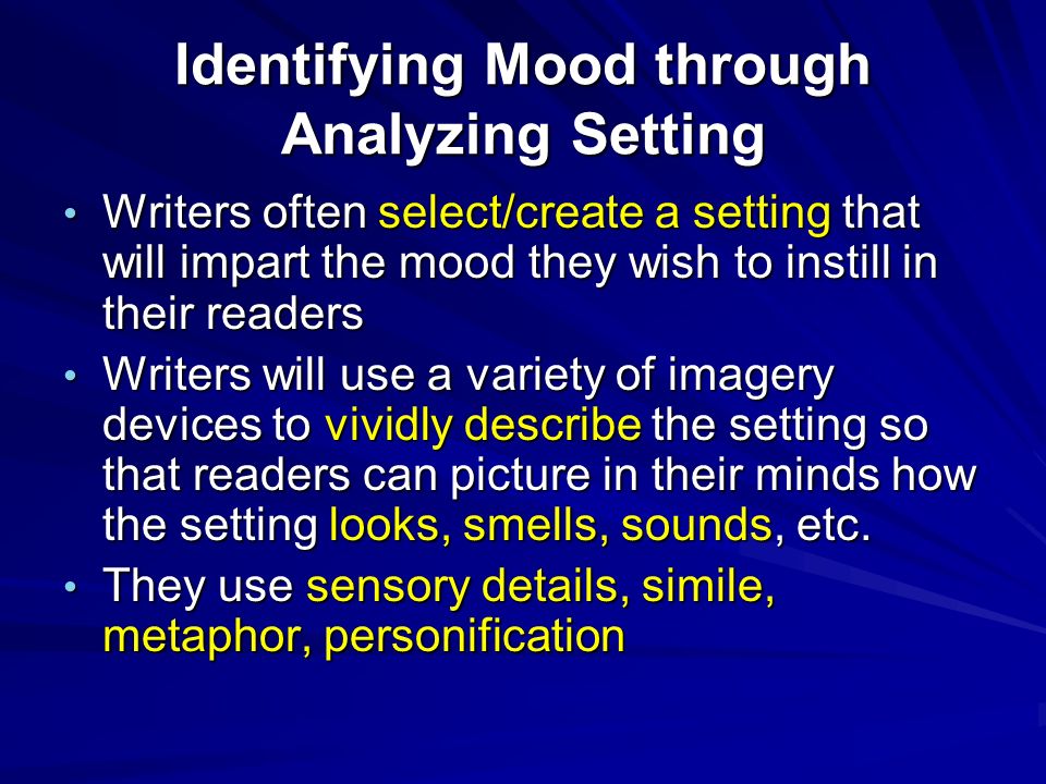 Identifying Mood through Analyzing Setting