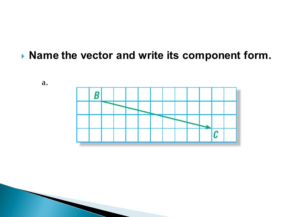 Name the vector and write its component form.