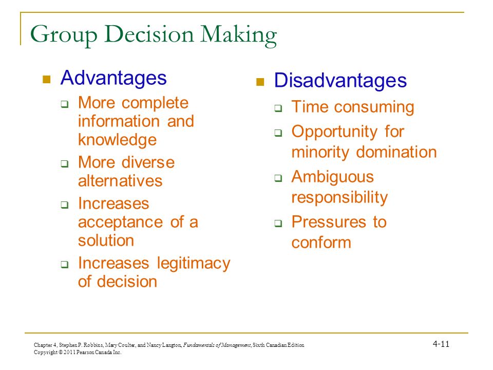 Group Decision Making Advantages Disadvantages