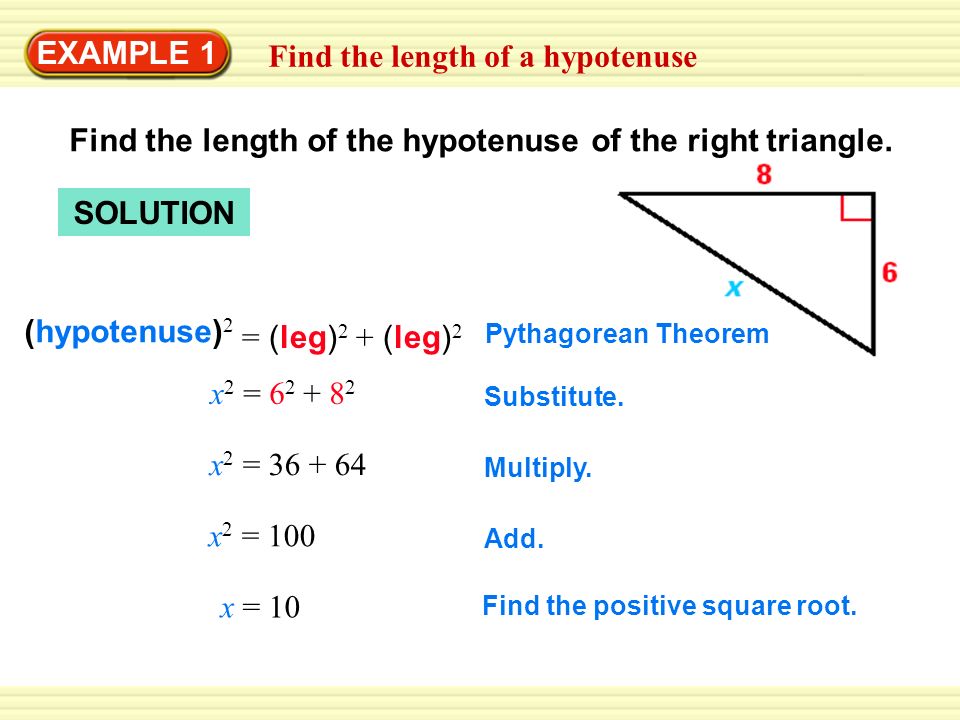 Find the length of a hypotenuse