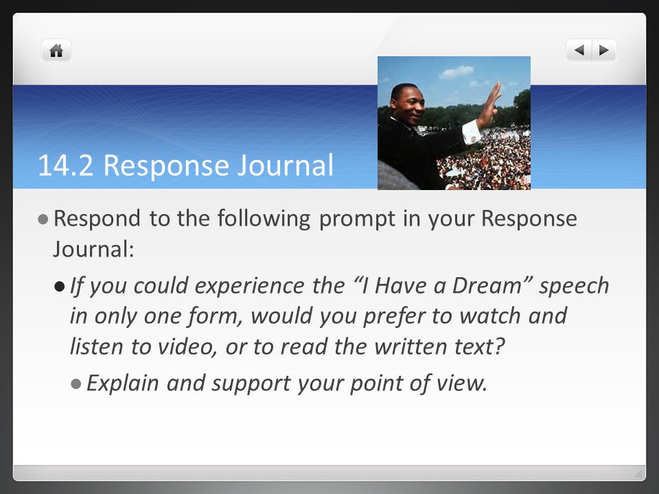 14.2 Response Journal Respond to the following prompt in your Response Journal: