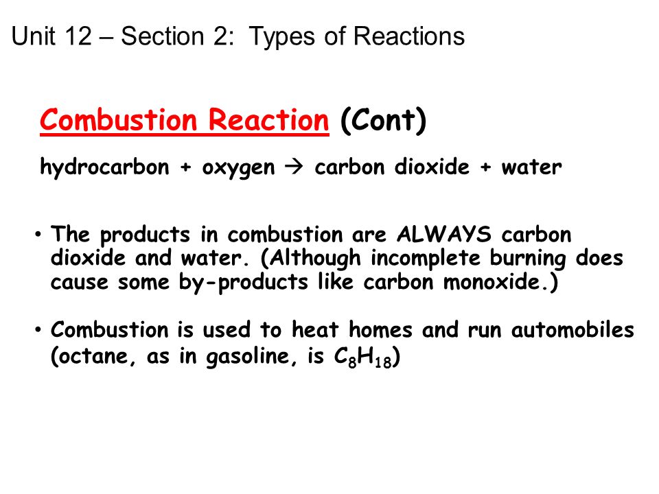 Combustion Reaction (Cont)