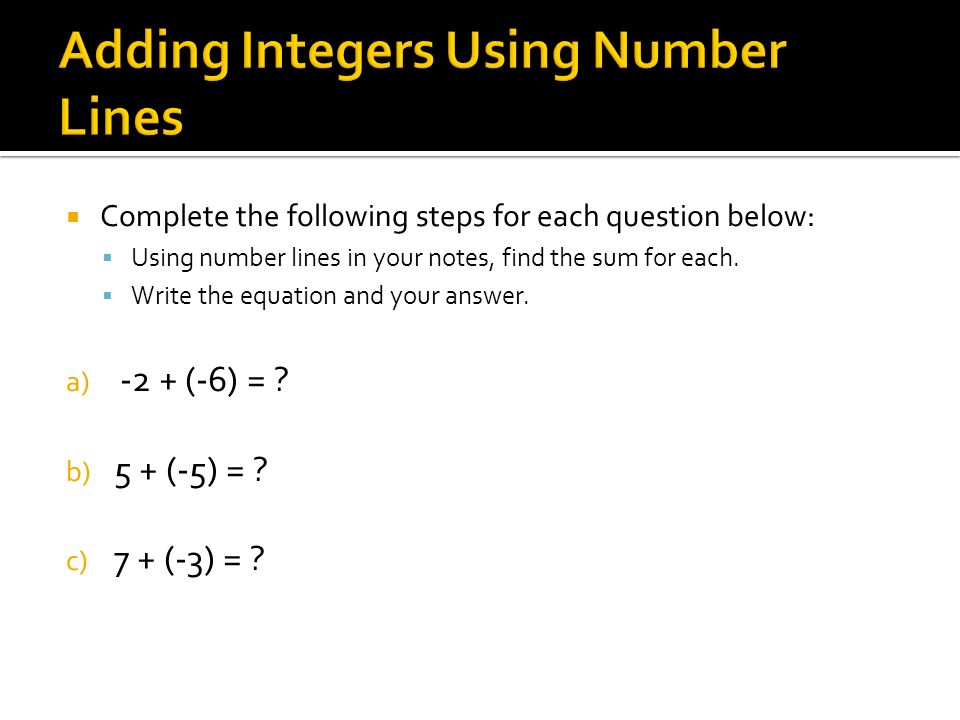 Adding Integers Using Number Lines