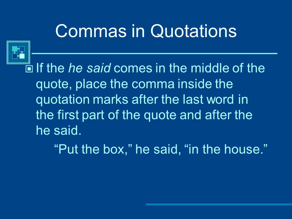Commas in Quotations