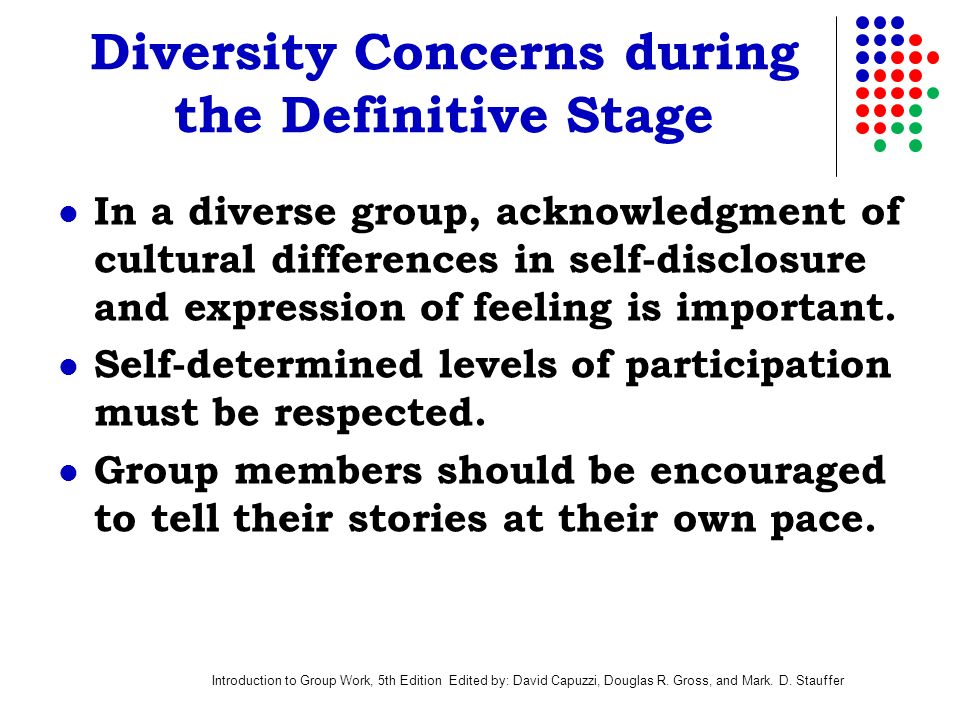 Diversity Concerns during the Definitive Stage