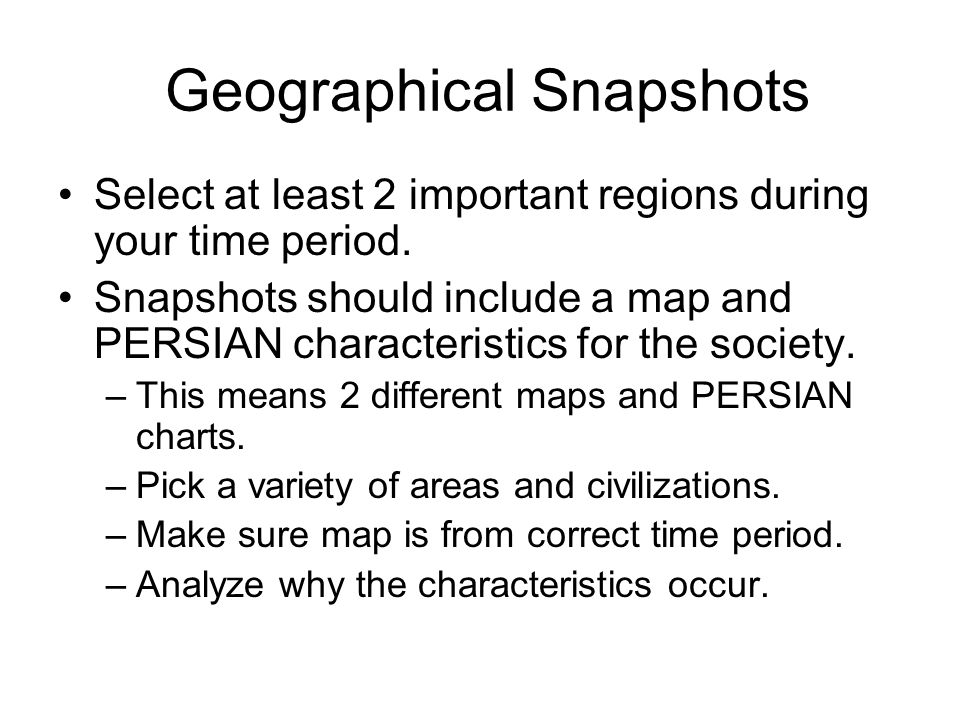 Geographical Snapshots
