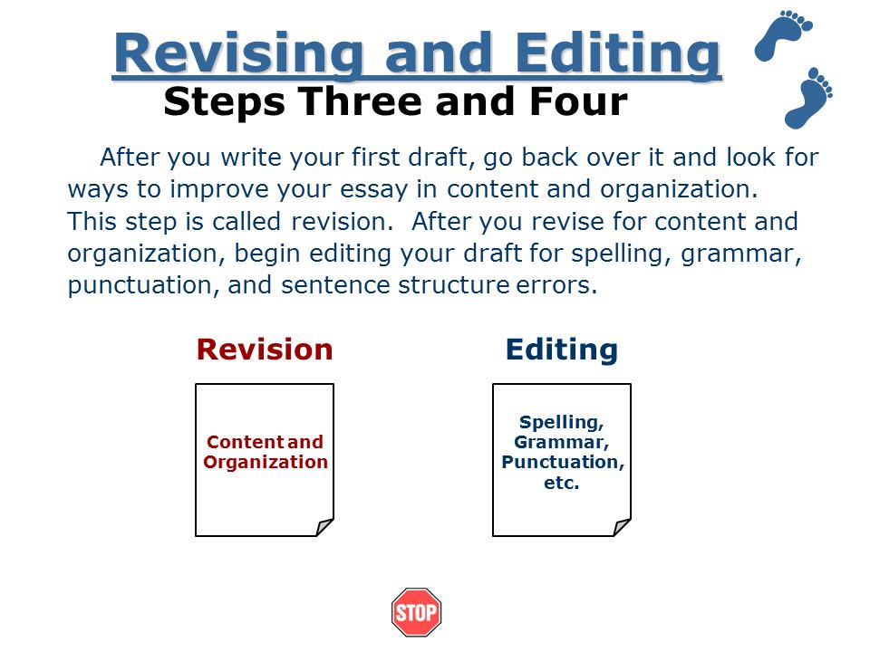 Revising and Editing Steps Three and Four Revision Editing