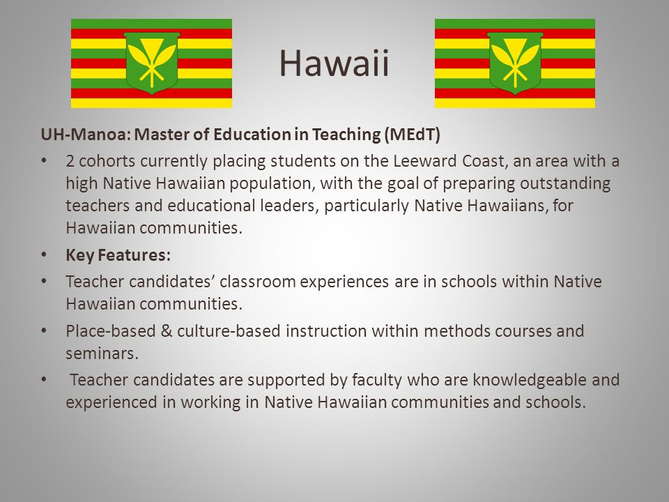 Hawaii UH-Manoa: Master of Education in Teaching (MEdT)