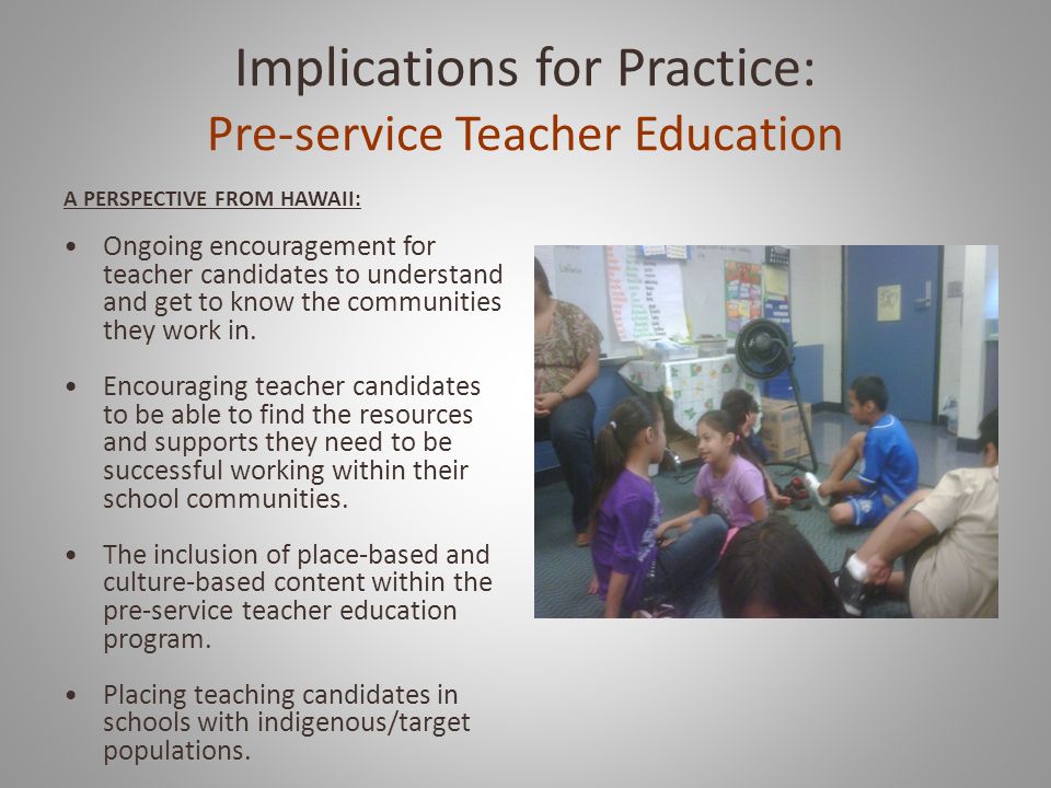 Implications for Practice: Pre-service Teacher Education