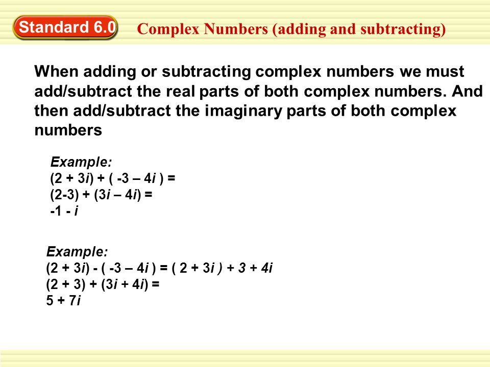 Complex Numbers (adding and subtracting)