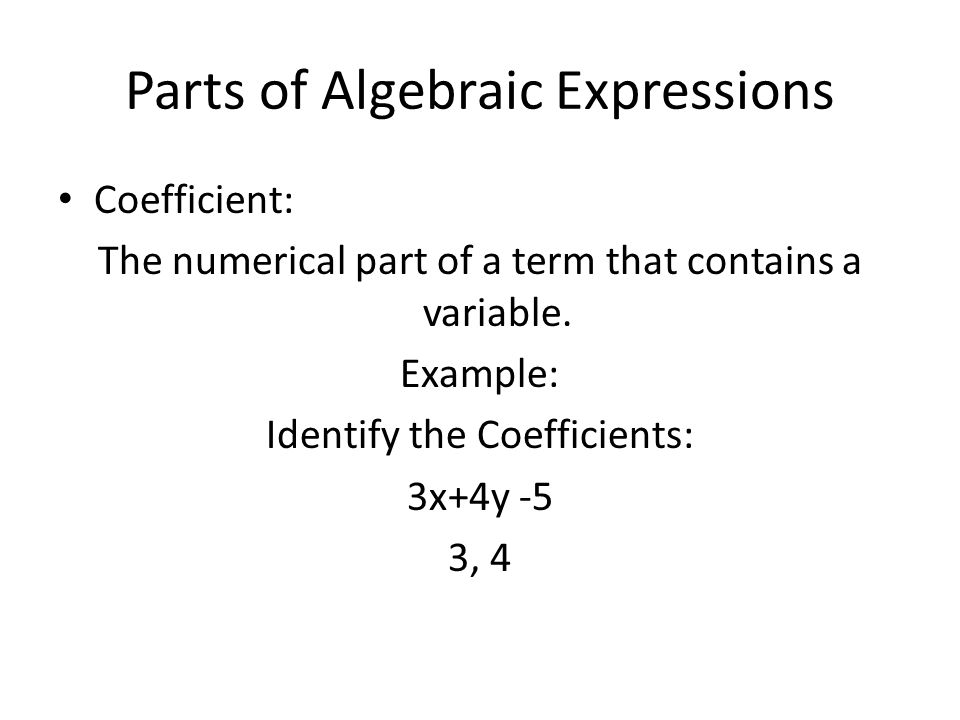 Parts of Algebraic Expressions