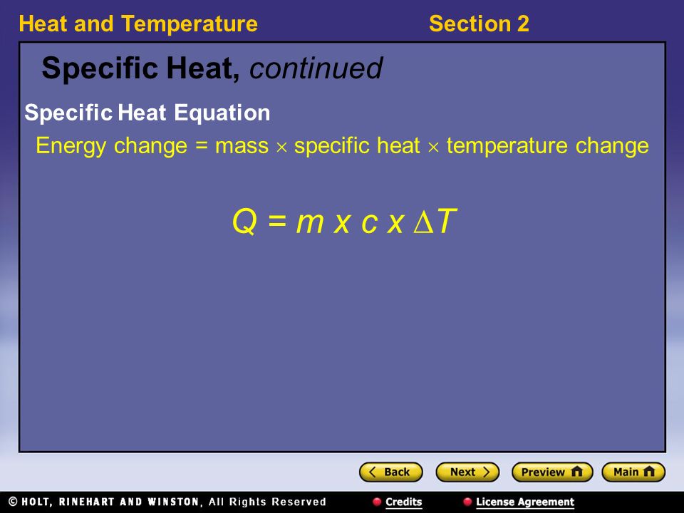 Specific Heat, continued