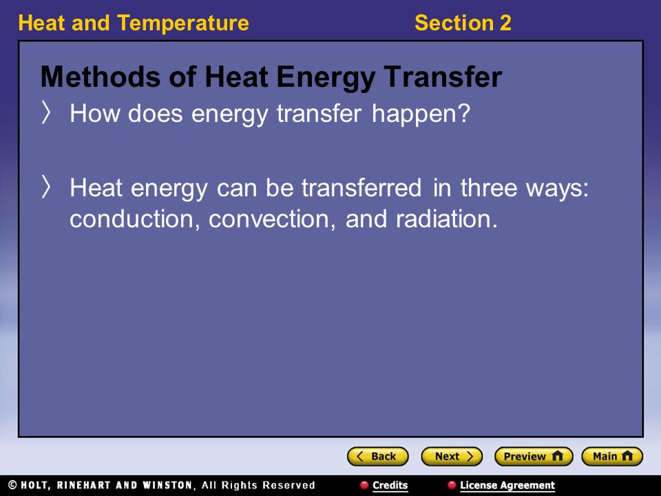Methods of Heat Energy Transfer