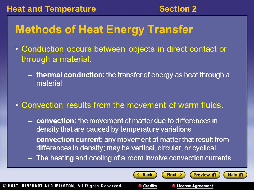 Methods of Heat Energy Transfer
