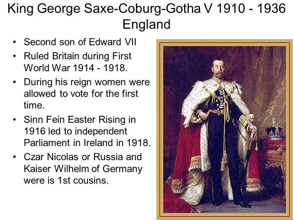 King George Saxe-Coburg-Gotha V England