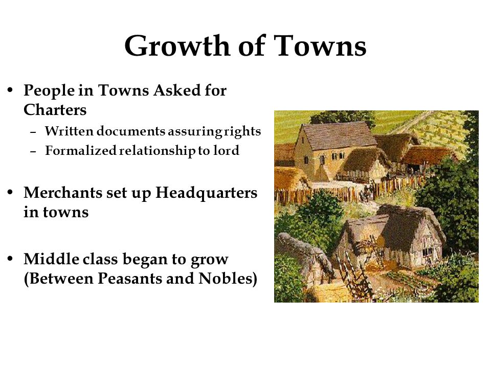 Growth of Towns People in Towns Asked for Charters