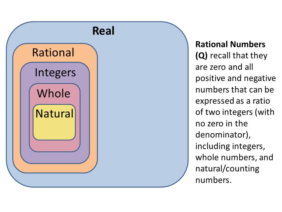 Real Rational Integers Whole Natural