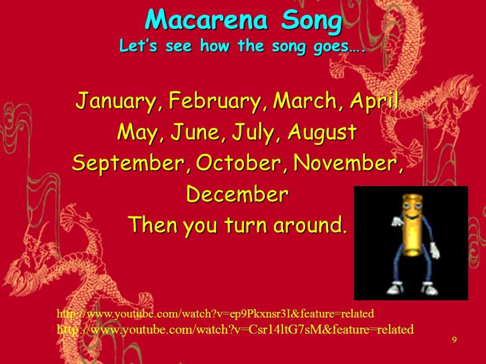 Macarena Song Let’s see how the song goes….