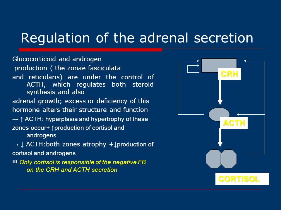 Regulation of the adrenal secretion