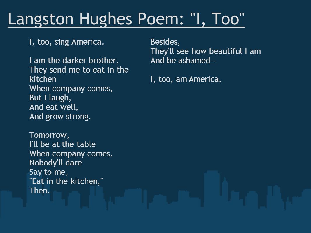 Langston Hughes Poem: I, Too