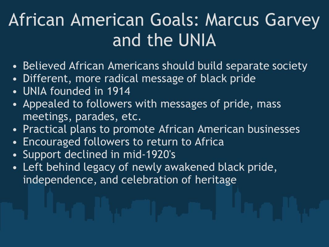 African American Goals: Marcus Garvey and the UNIA