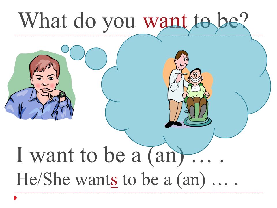 What do you want to be I want to be a (an) … .
