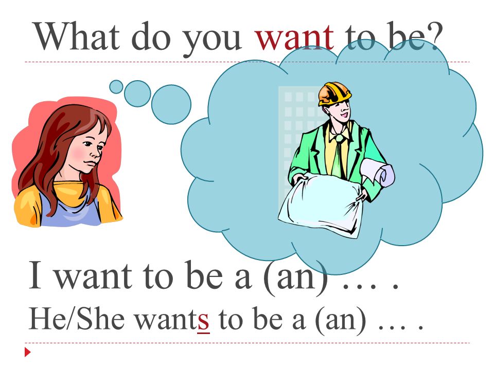What do you want to be I want to be a (an) … .
