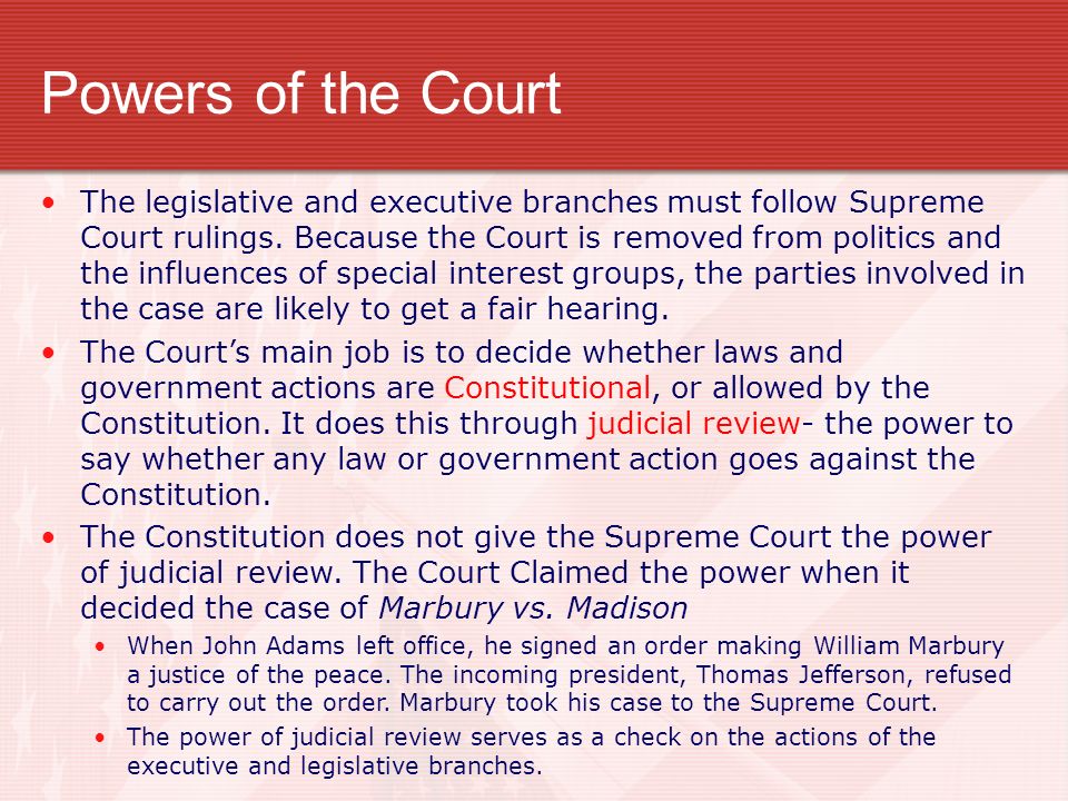 Powers of the Court