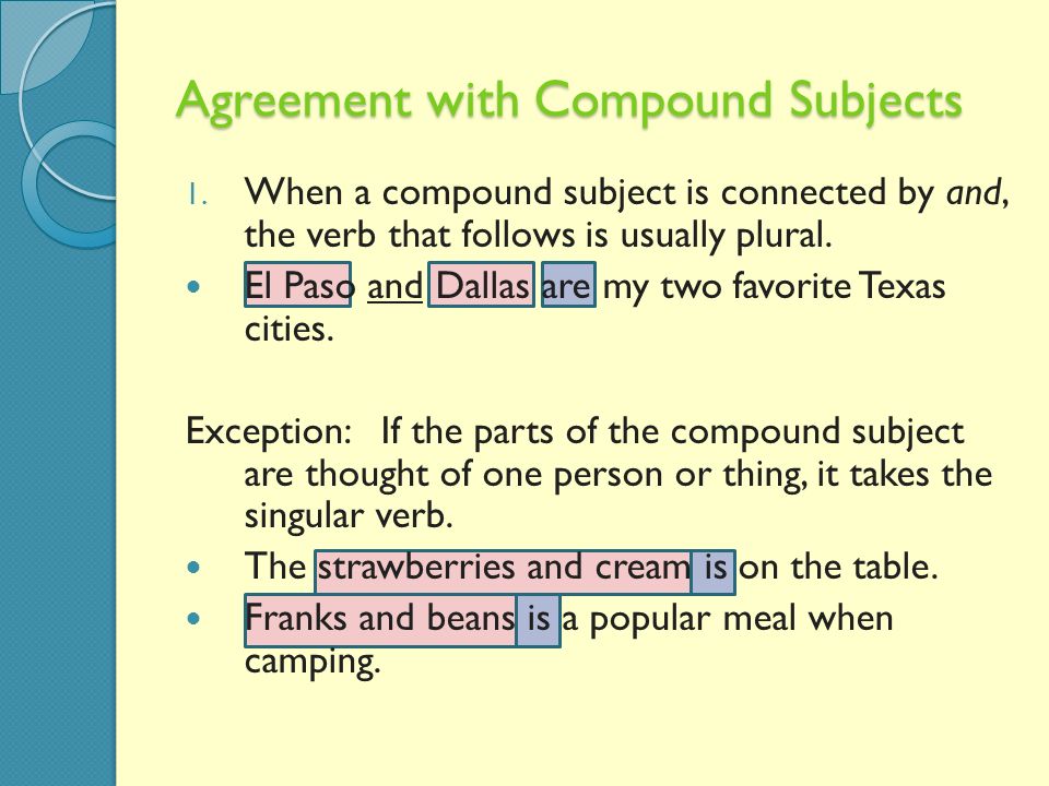 Agreement with Compound Subjects