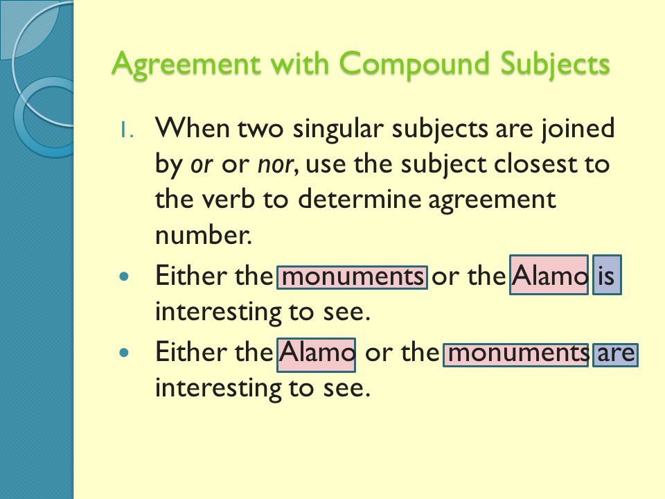 Agreement with Compound Subjects