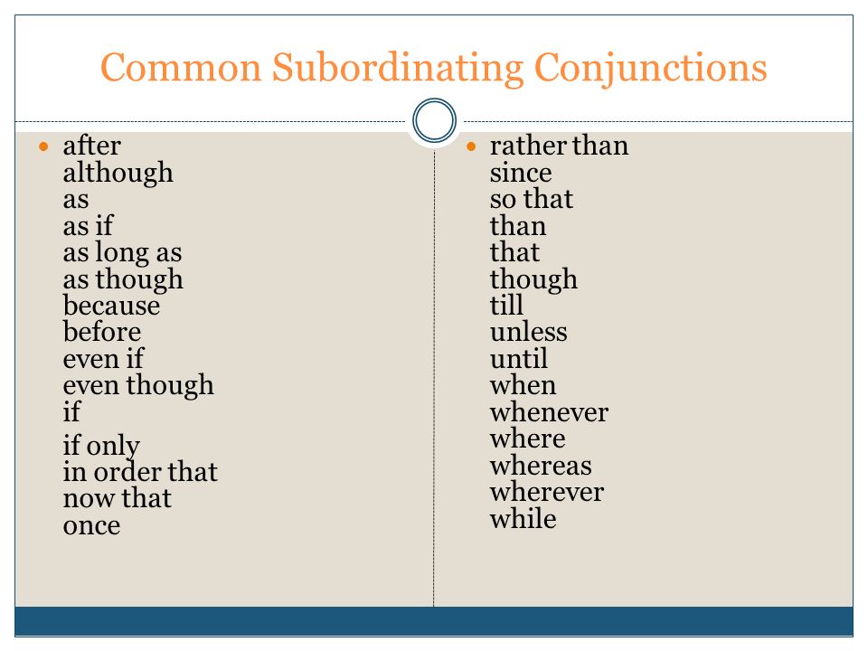 Common Subordinating Conjunctions