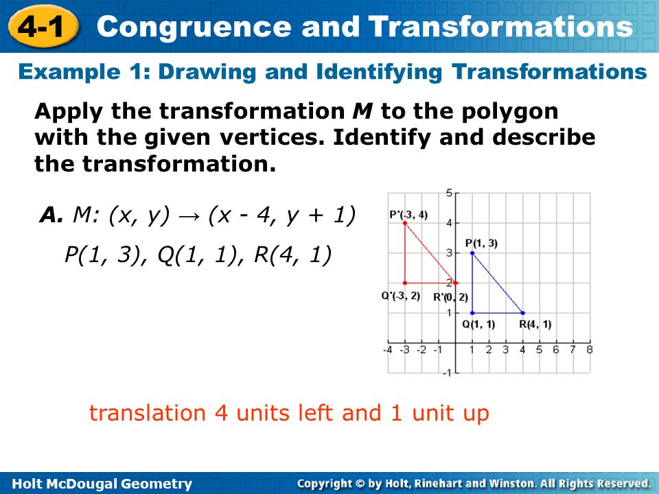 Example 1: Drawing and Identifying Transformations