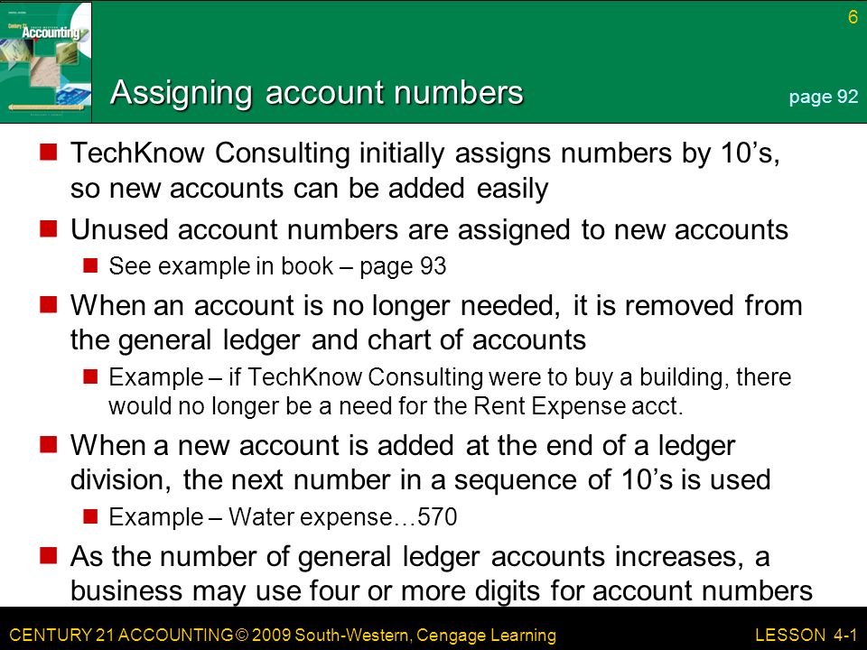 Assigning account numbers