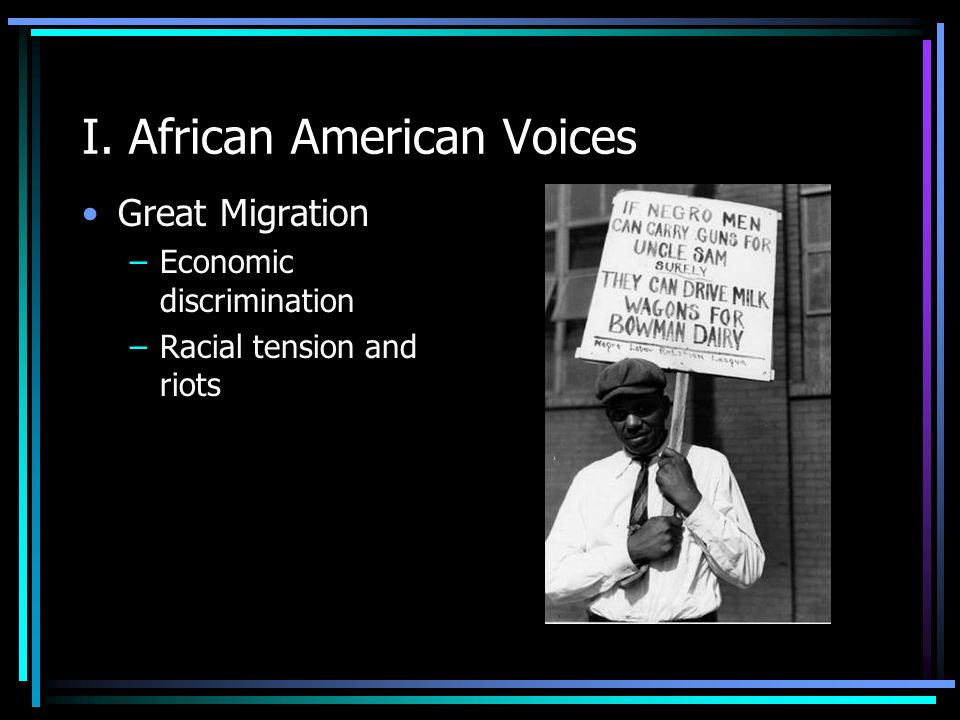 I. African American Voices