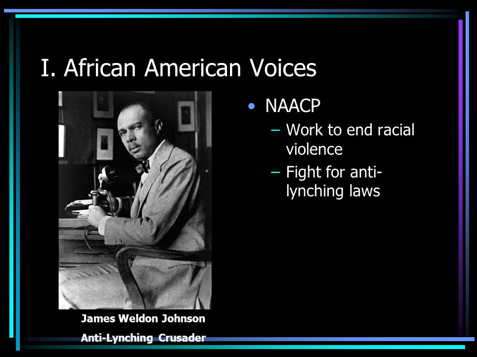 I. African American Voices