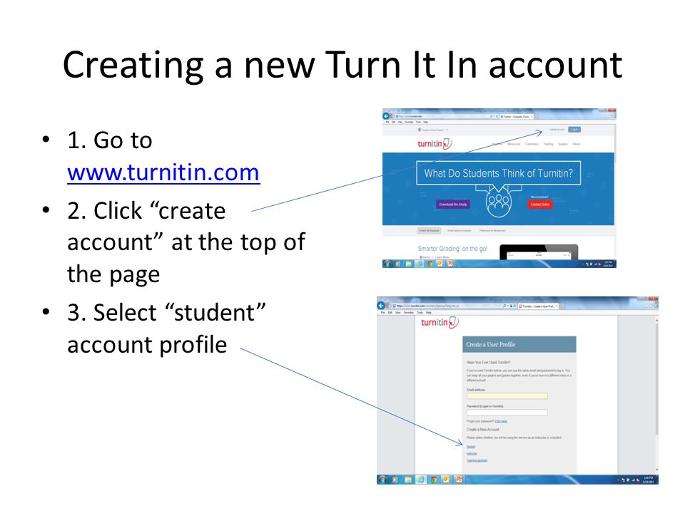 Creating a new Turn It In account