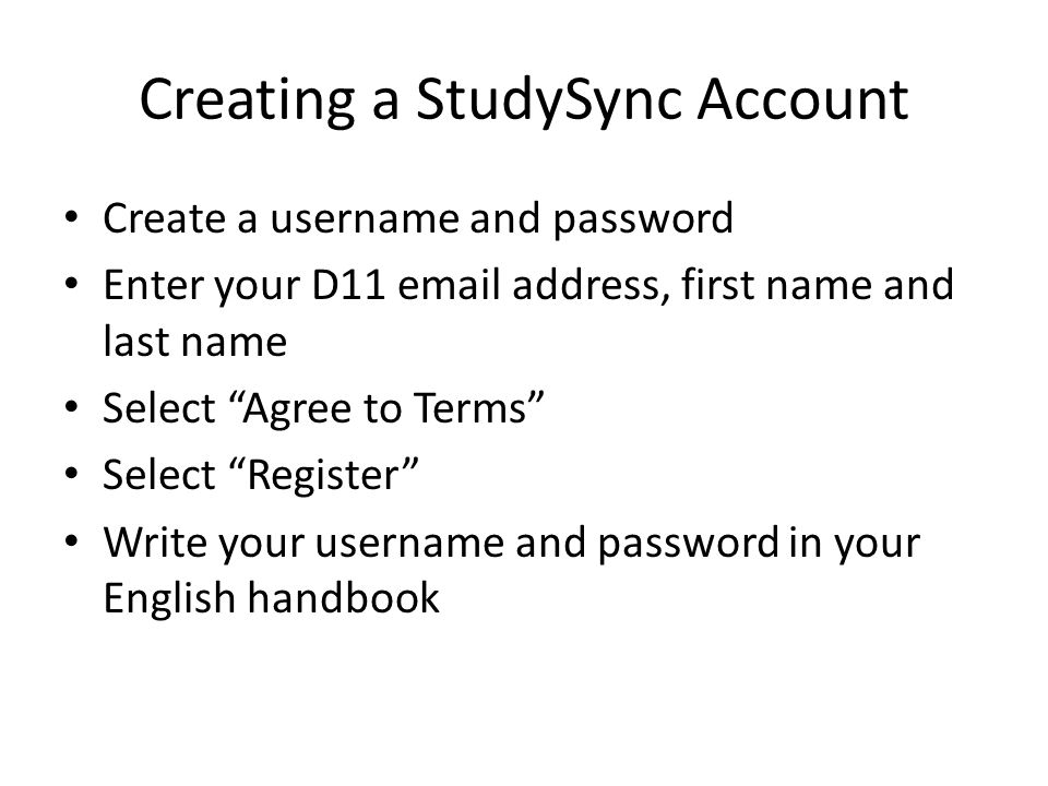 Creating a StudySync Account