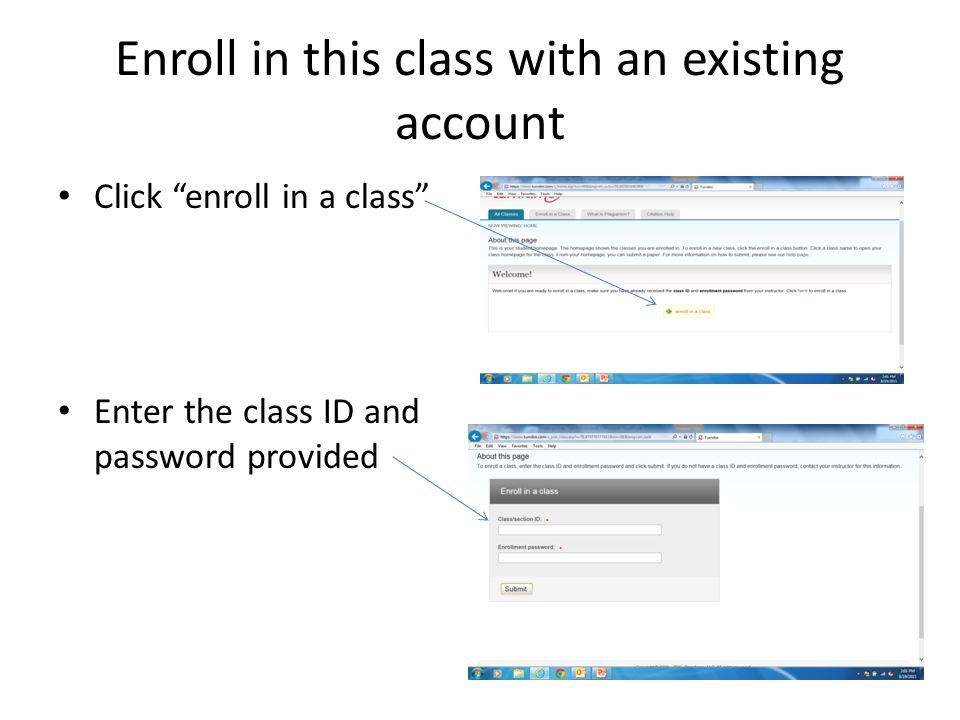 Enroll in this class with an existing account