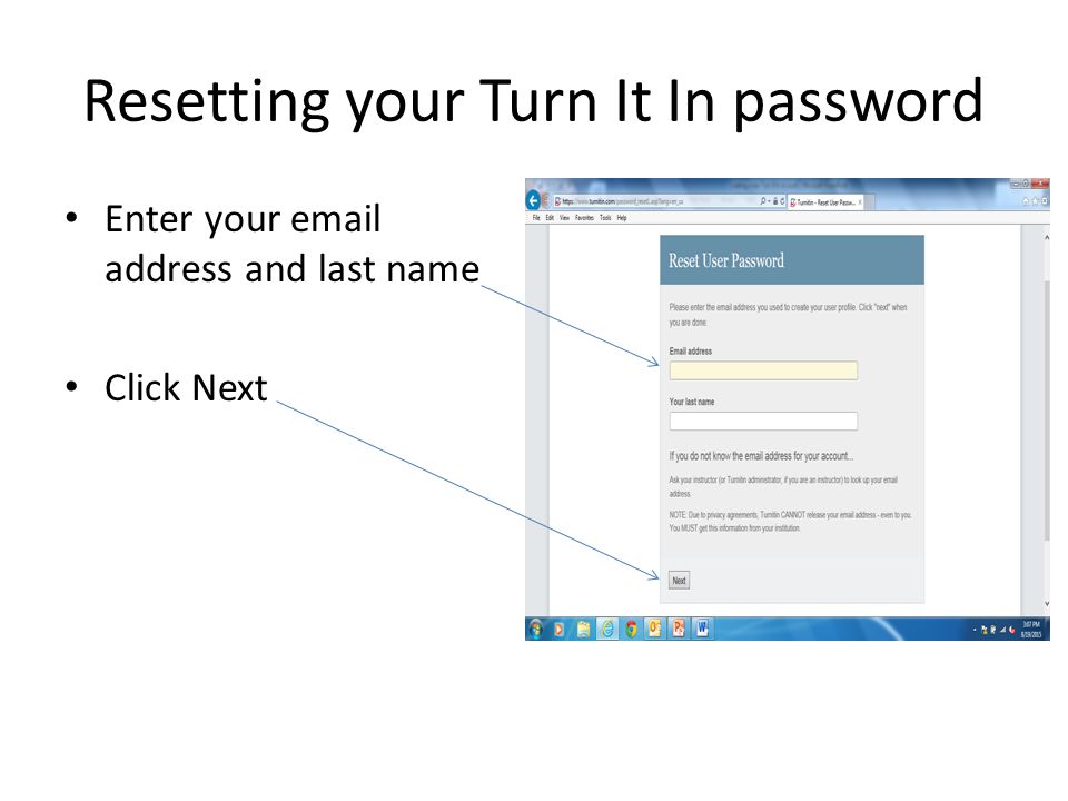 Resetting your Turn It In password