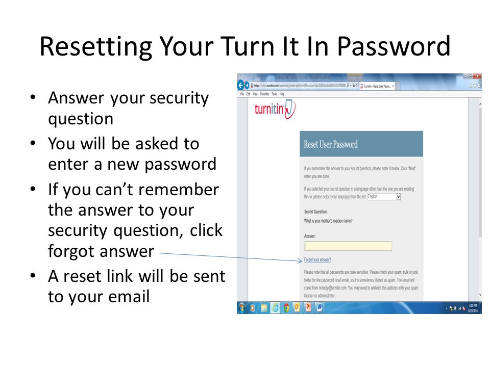 Resetting Your Turn It In Password